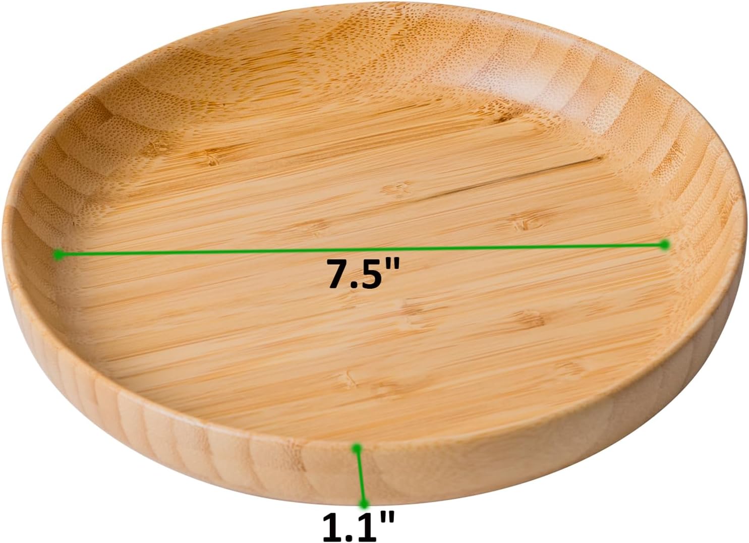7.5In round Bamboo Wooden Plates - 2PCS Reusable Dinner Plates for Food, Snack, Dessert