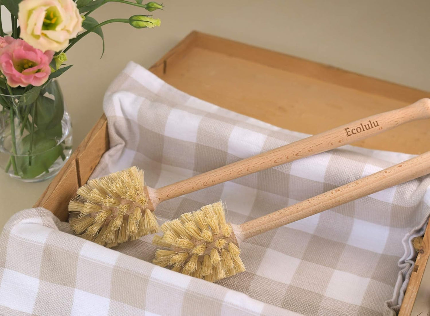 ECOLULU Eco Friendly Toilet Brush, 2 Pack Wood Toilet Brush Made of Beechwood, Strong Hemp Bristles with 360° Cleaning Power, Biodegradable Zero Waste Eco Friendly Products
