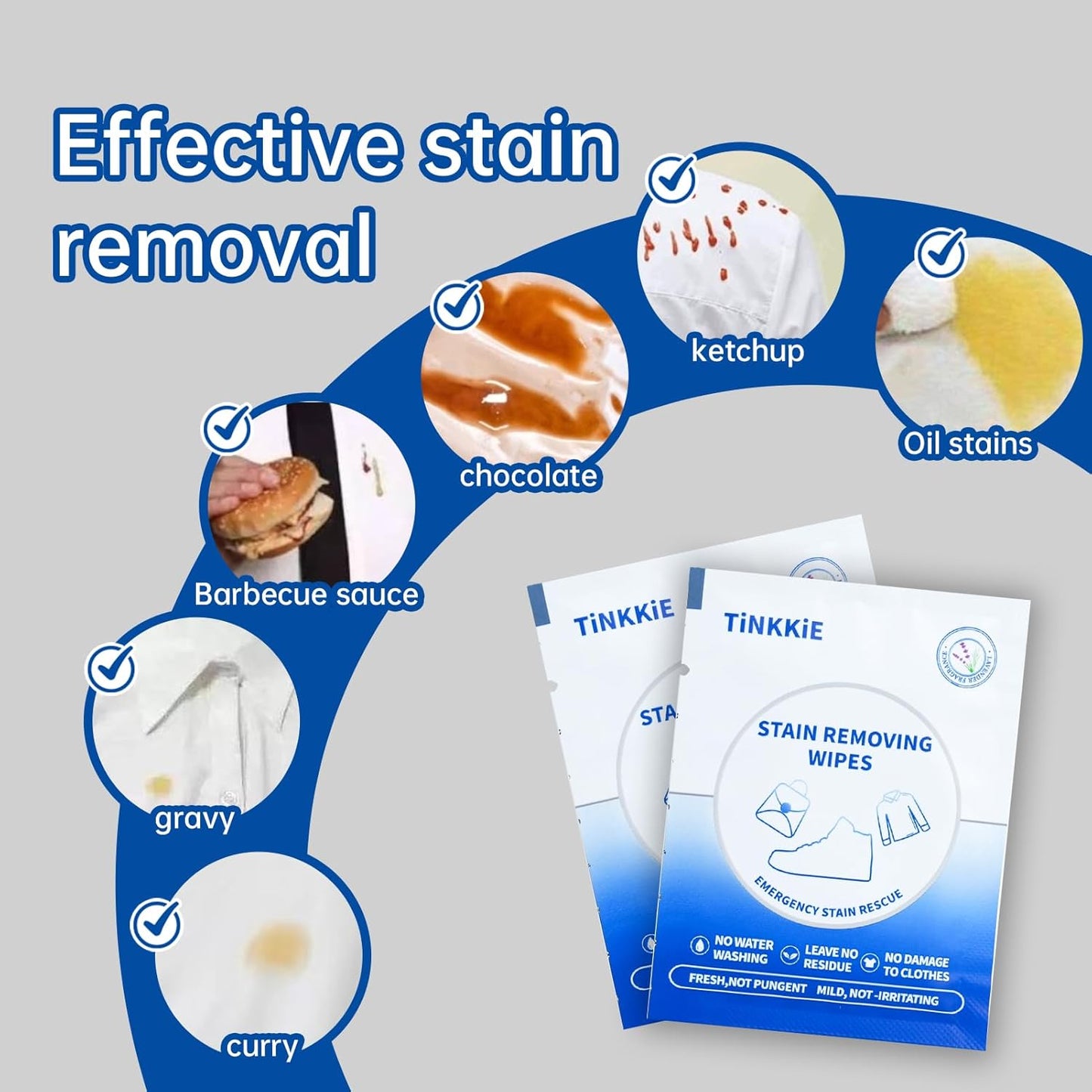 26-Pack Travel-Sized Stain Remover Wipes for Clothing Instant Stain Removal Wet Wipes for Outdoor Use