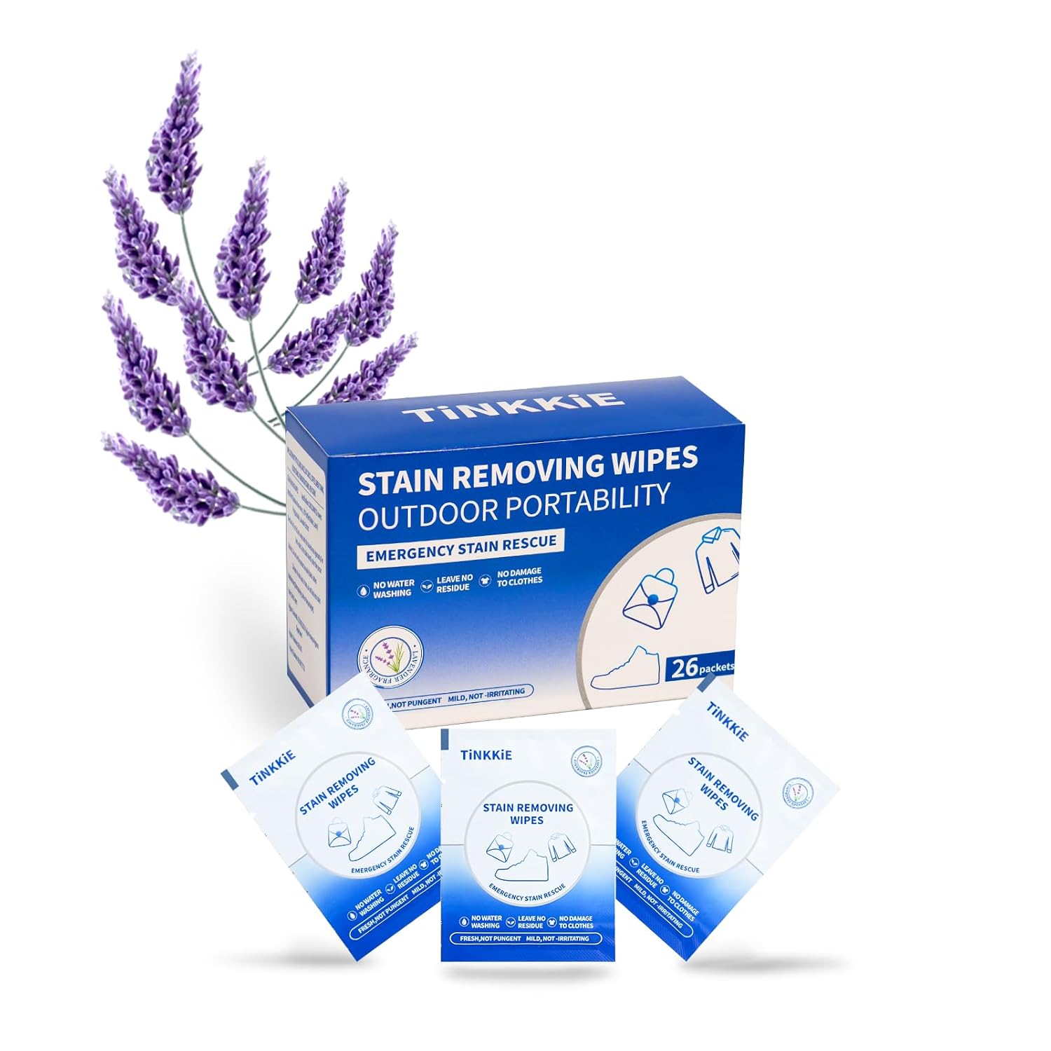 26-Pack Travel-Sized Stain Remover Wipes for Clothing Instant Stain Removal Wet Wipes for Outdoor Use