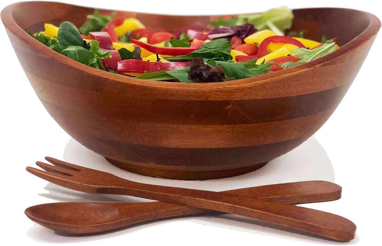 Woodard & Charles Wood 3 Piece Salad Serving Bowl Set, 11 3/4" X 11" X 5"