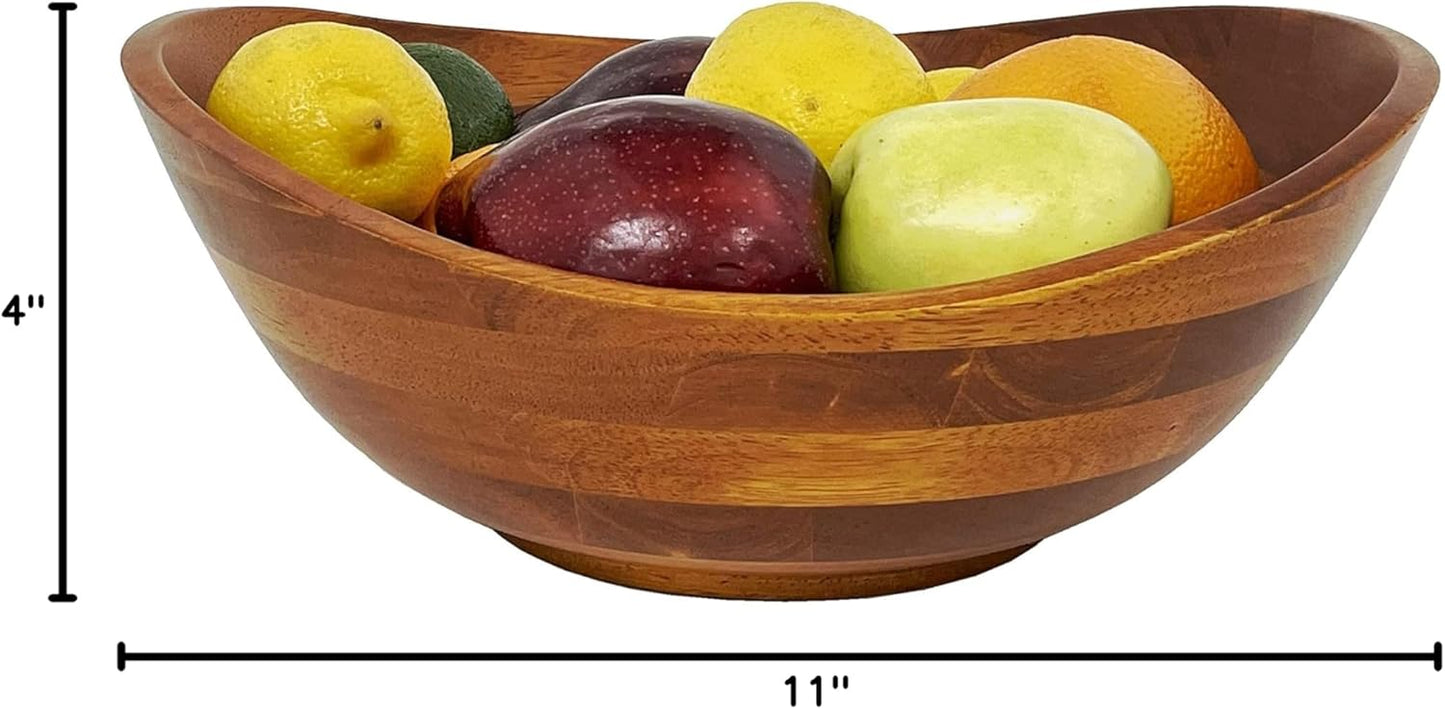 Woodard & Charles Wood 3 Piece Salad Serving Bowl Set, 11 3/4" X 11" X 5"