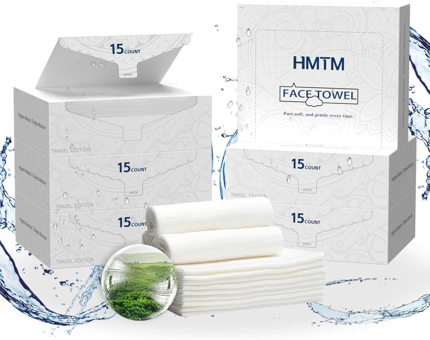 Face Towels, 10” X 12”, Extra Thick Soft and Absorbent, Face Towelettes Disposable Biodegradable for Sensitive Skin, Disposable Face Towels for Makeup Remover, Cleansing, 50 Count（1 Pack）
