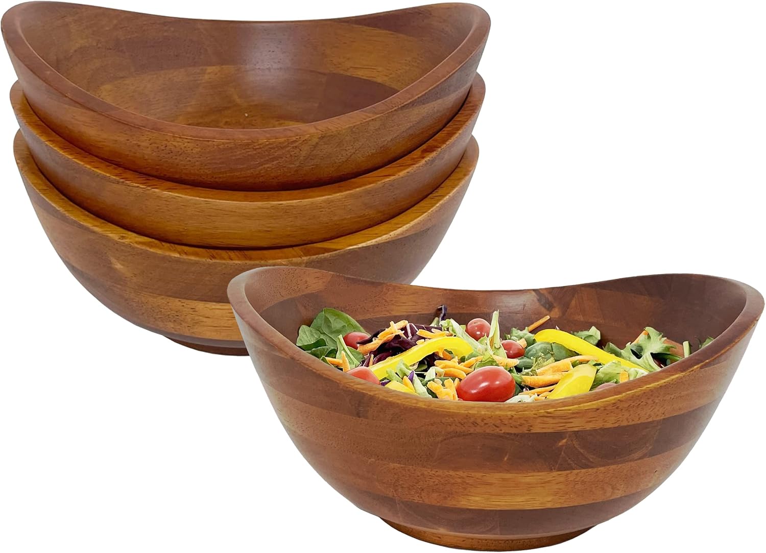 Woodard & Charles Wood 3 Piece Salad Serving Bowl Set, 11 3/4" X 11" X 5"