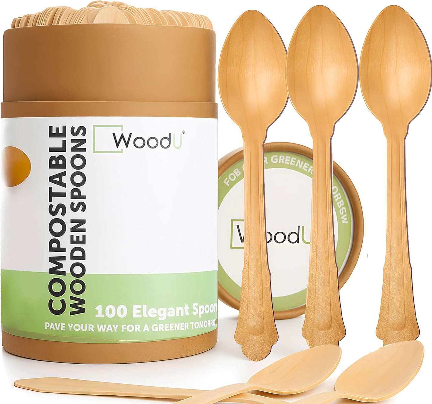 Disposable Wooden Spoons 7.75" - Serving Spoon for Eating - Cutlery Set Alternative to Plastic Spoons - Pack of 100