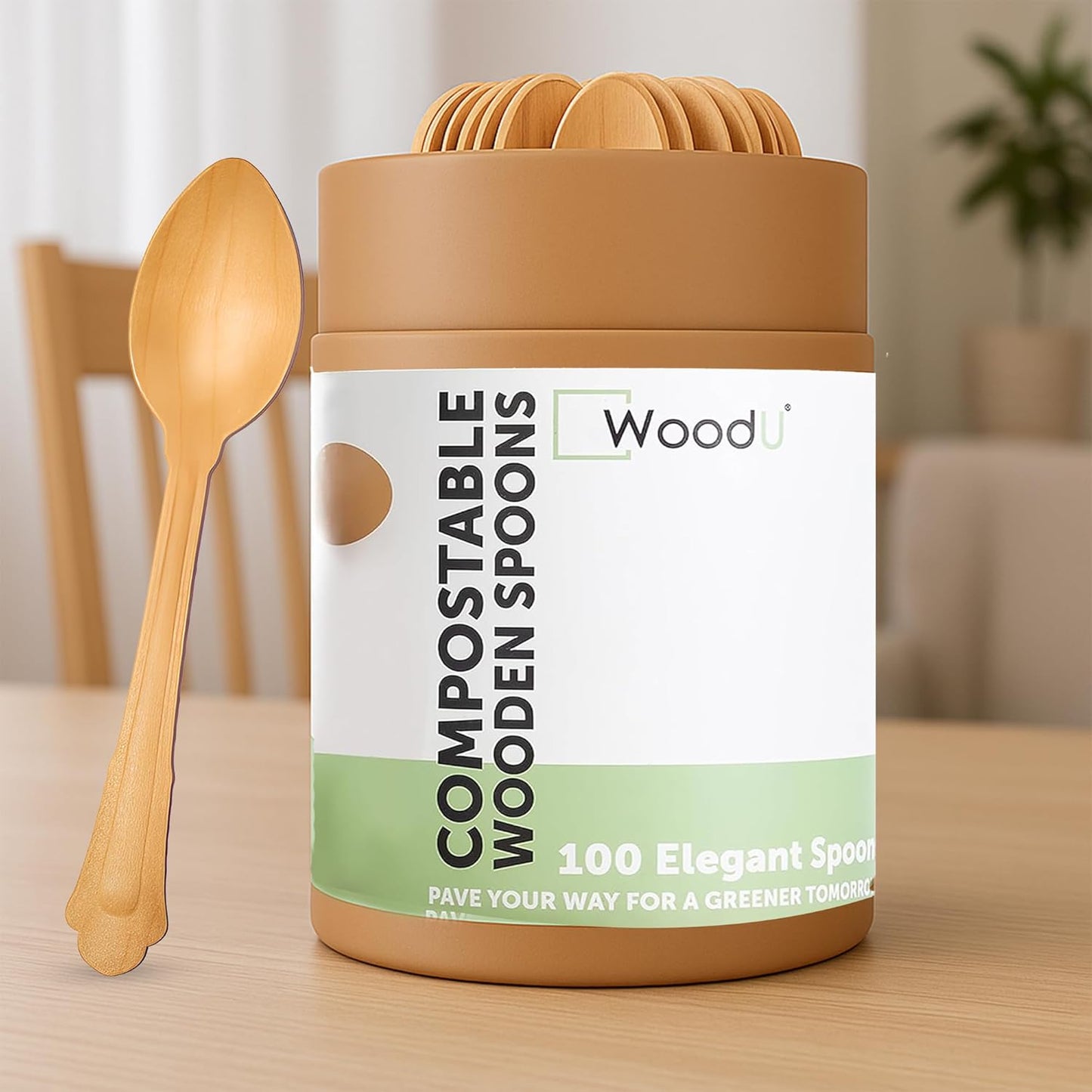 Disposable Wooden Spoons 7.75" - Serving Spoon for Eating - Cutlery Set Alternative to Plastic Spoons - Pack of 100