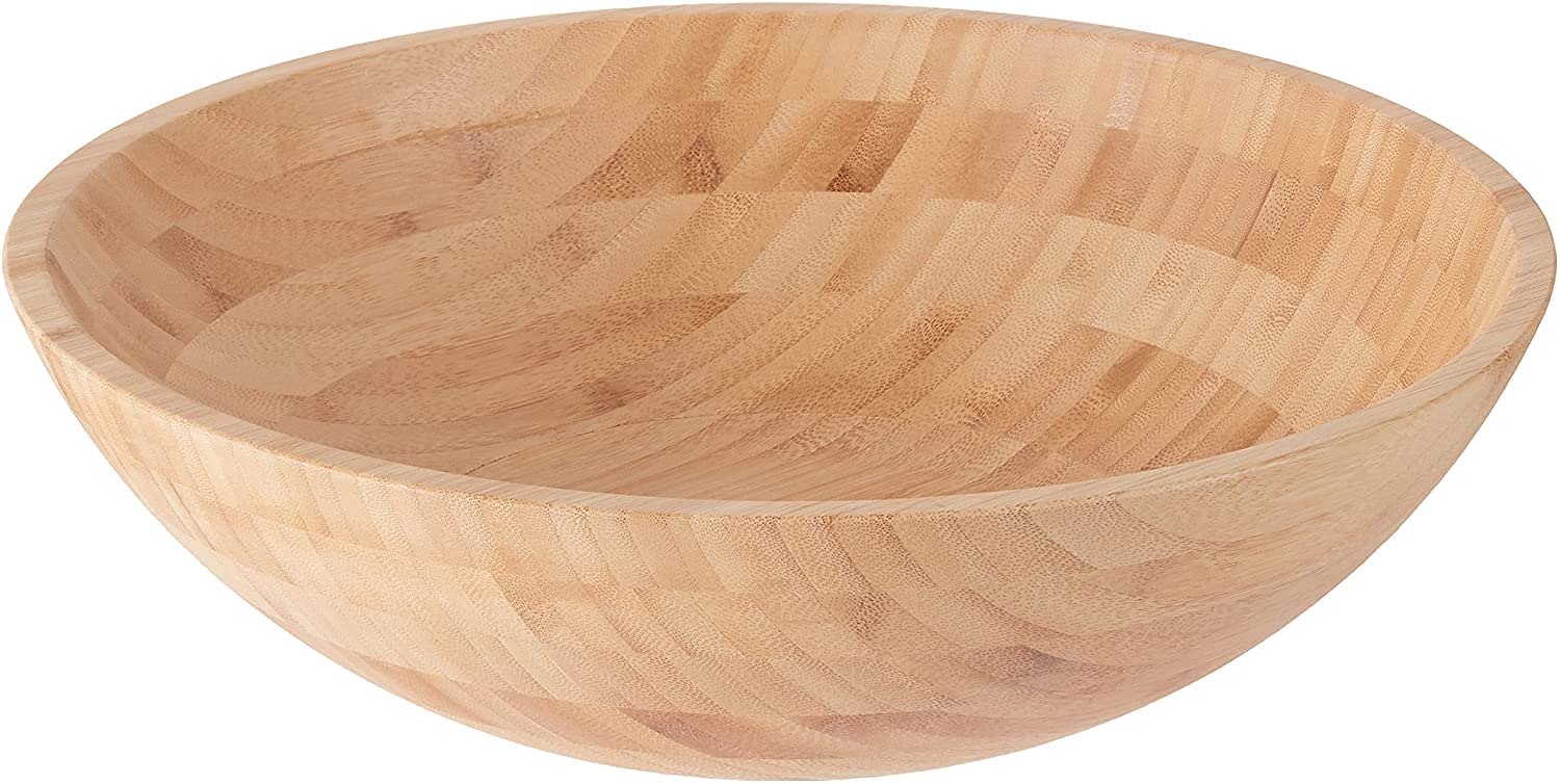Lipper International Bamboo Wood Salad Bowls with Server Utensils, 7-Piece Set, Assorted Sizes