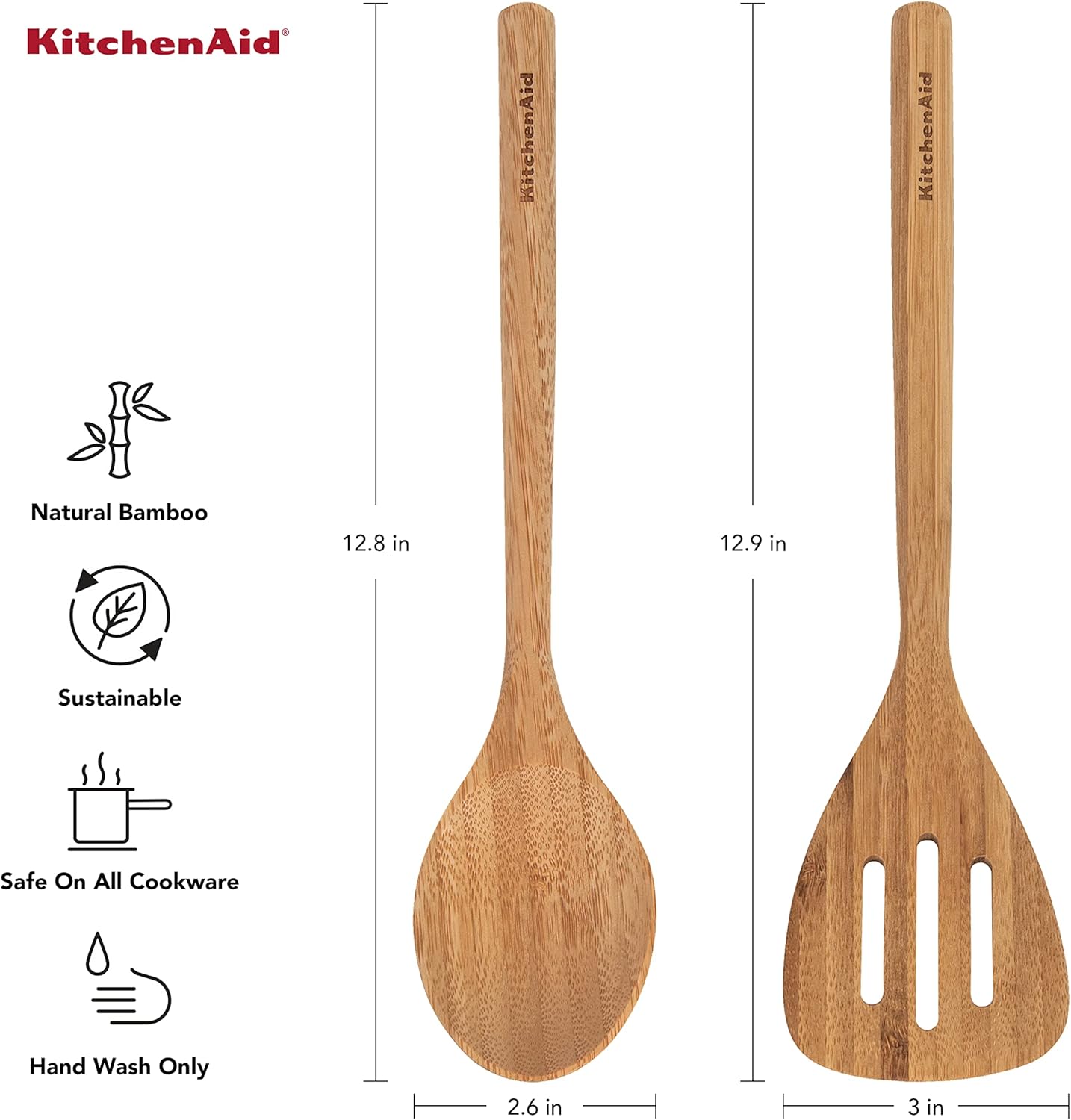 Kitchenaid Bamboo Turner and Spoon Set, 2-Piece