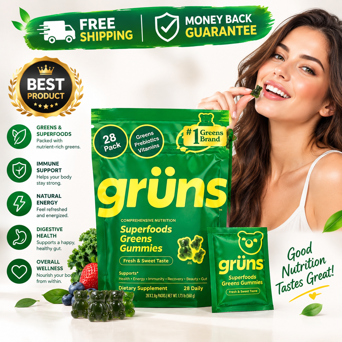 Superfood Greens Gummies - 28 Count