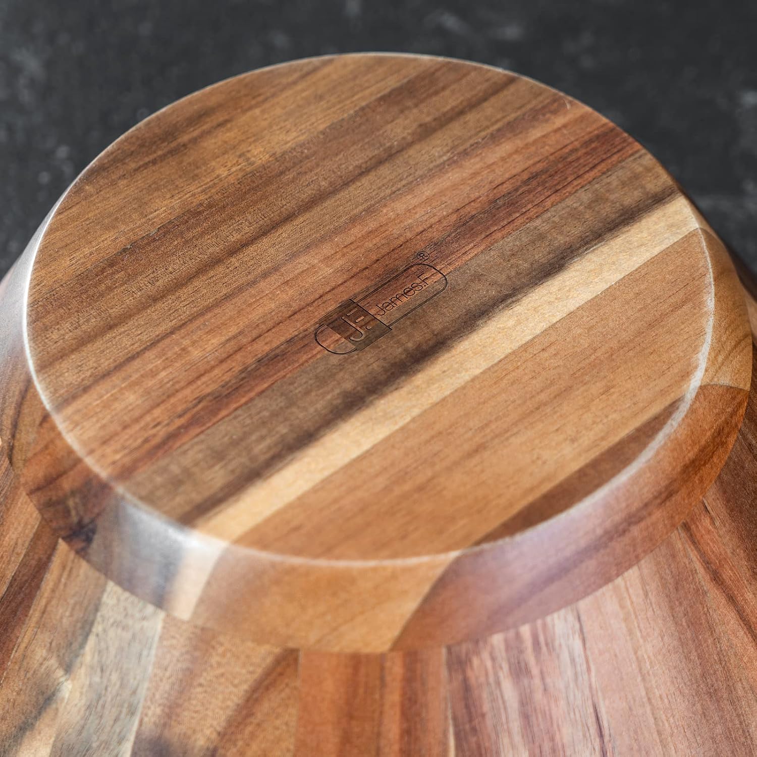 Wooden Salad Bowl, 12'' Acacia Wood Large Salad Bowl Set Big Salad Serving Bowl with Serving Utensils