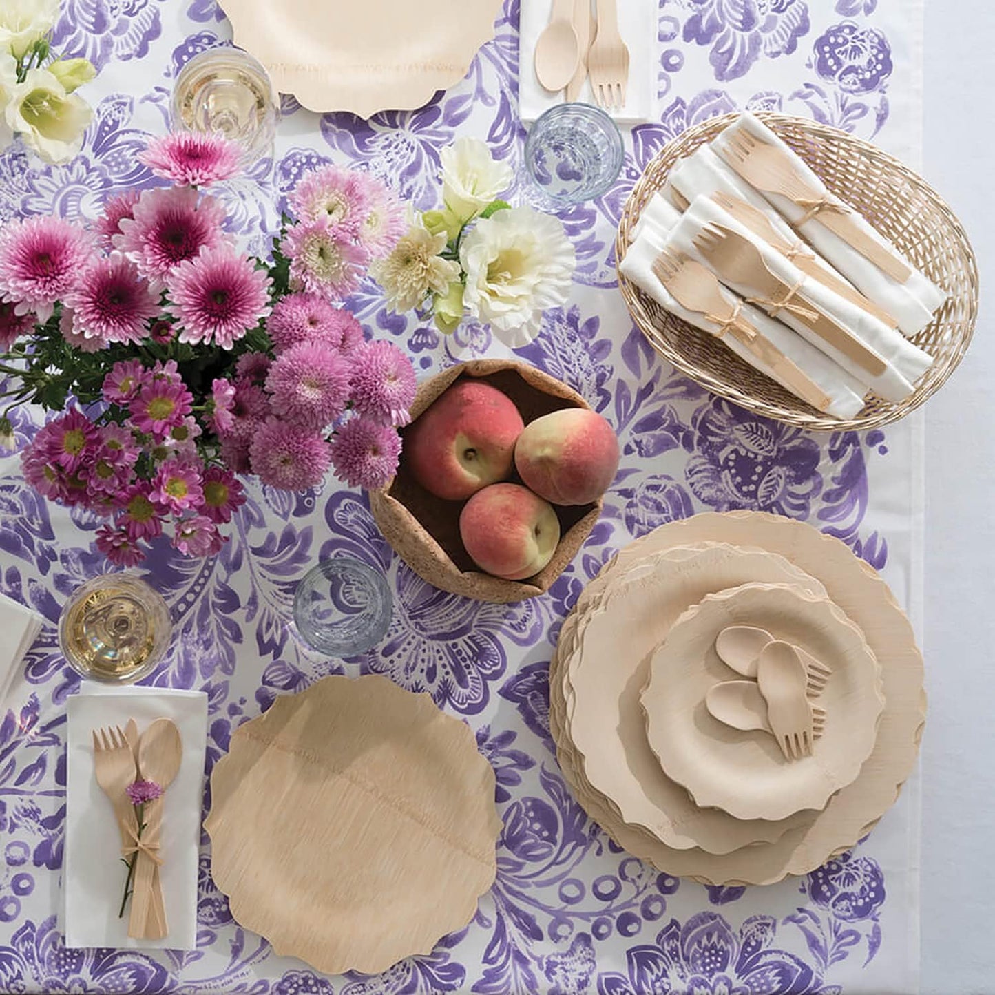 Bambu Pack of 25-11 Inch Disposable Bamboo Plates Fancy, Biodegradable Eco Friendly Products, Bamboo Disposable Plates for Party, Weddings, and Events, Great for Any Occasion, Compostable Plates