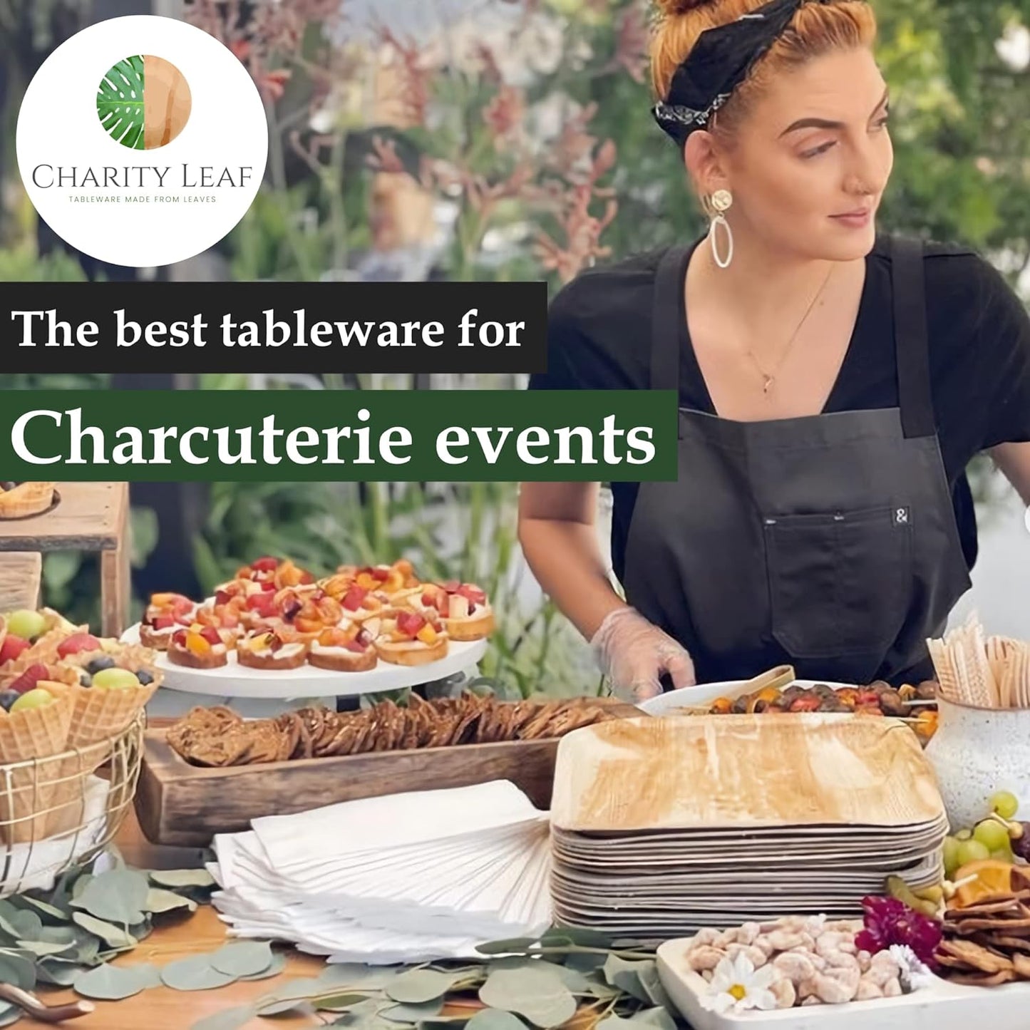 Compostable 10" Square Palm Leaf Dinner Plates (50-Pack) | Premium, 100% Natural, Disposable, Heavy Duty | Perfect for Parties, Weddings & Catering Events