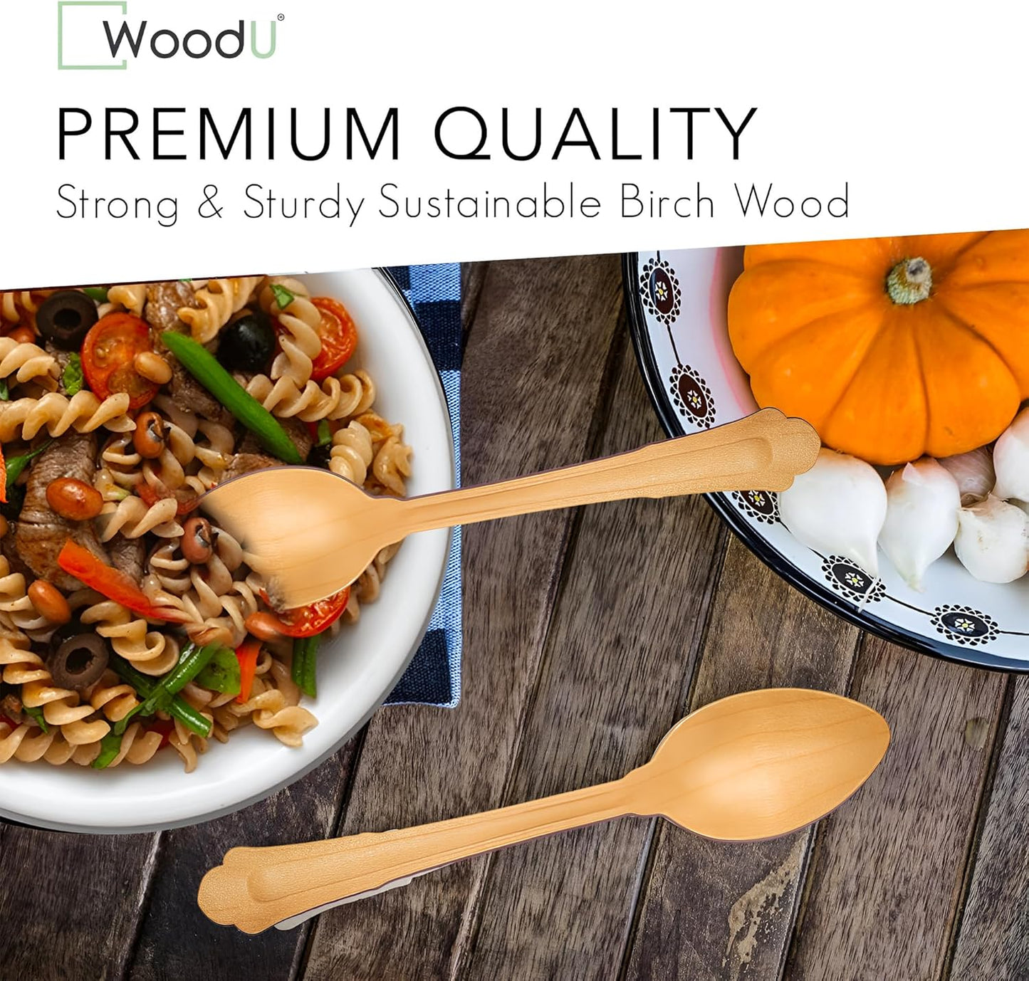 Disposable Wooden Spoons 7.75" - Serving Spoon for Eating - Cutlery Set Alternative to Plastic Spoons - Pack of 100