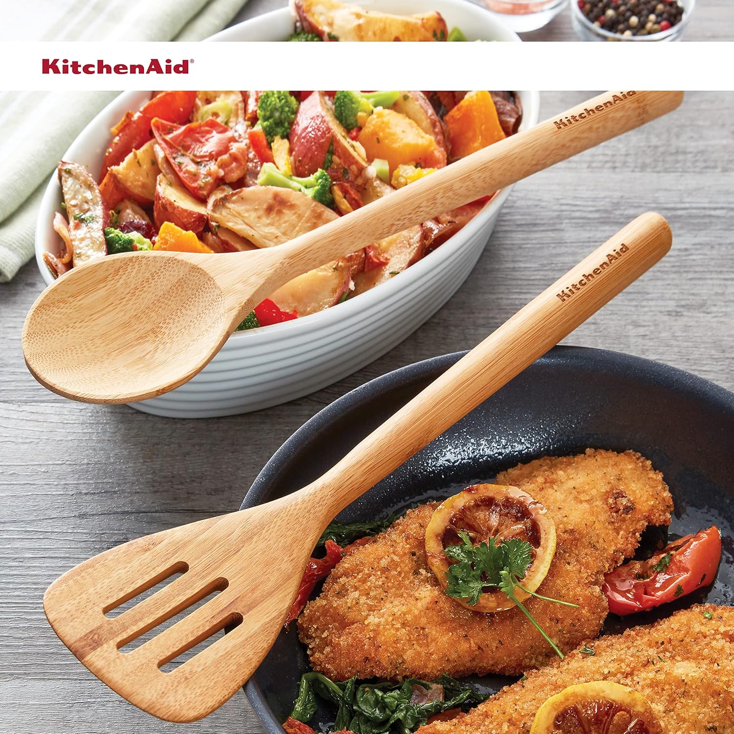 Kitchenaid Bamboo Turner and Spoon Set, 2-Piece