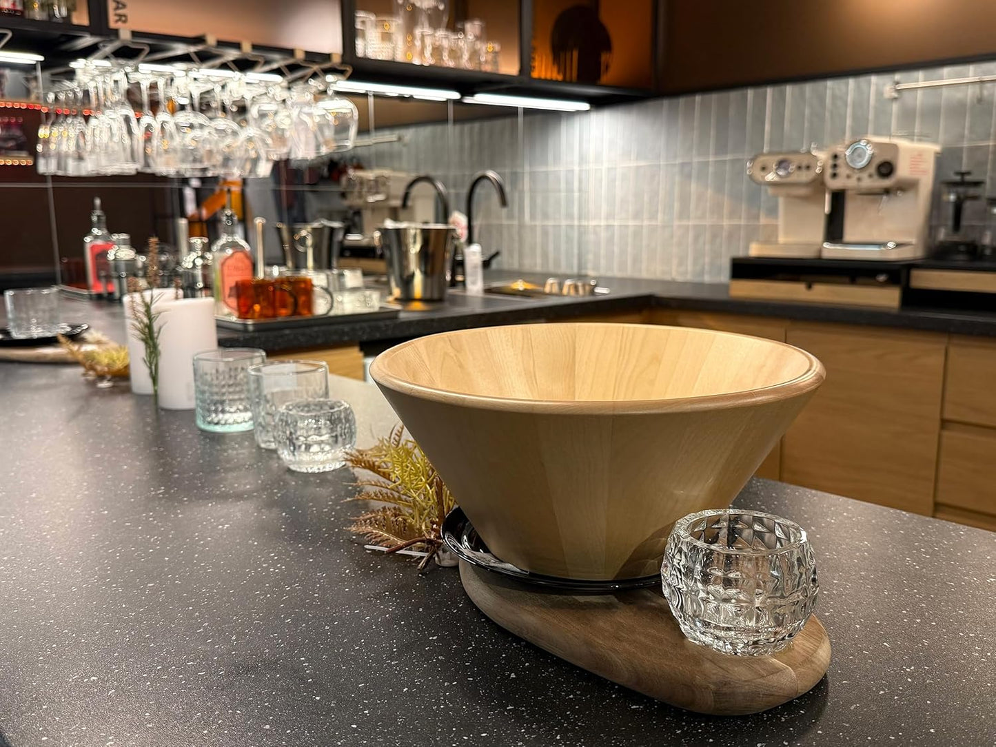Large Wooden Salad Bowl - 11.5"X 5.2", Wooden Fruit Bowl for Kitchen Counter, Wood Salad Bowl or Serving Bowl for Salad & Fruits