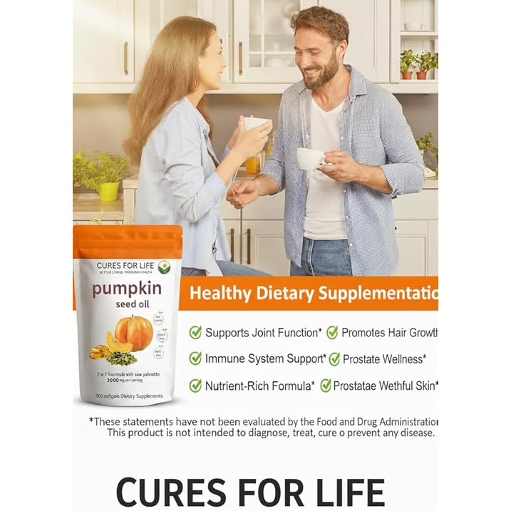 Pumpkin Seed Oil with Saw Palmetto – 3000mg per Serving, 300 Softgels