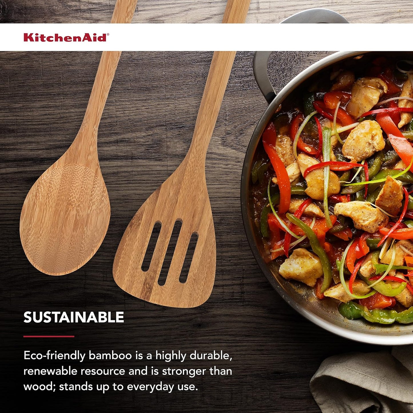 Kitchenaid Bamboo Turner and Spoon Set, 2-Piece