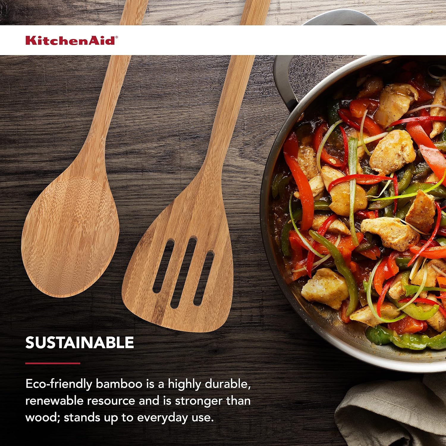 Kitchenaid Bamboo Turner and Spoon Set, 2-Piece