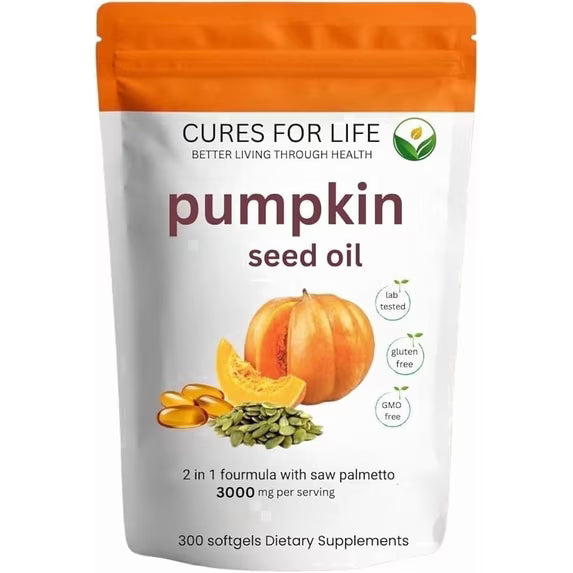 Pumpkin Seed Oil with Saw Palmetto – 3000mg per Serving, 300 Softgels