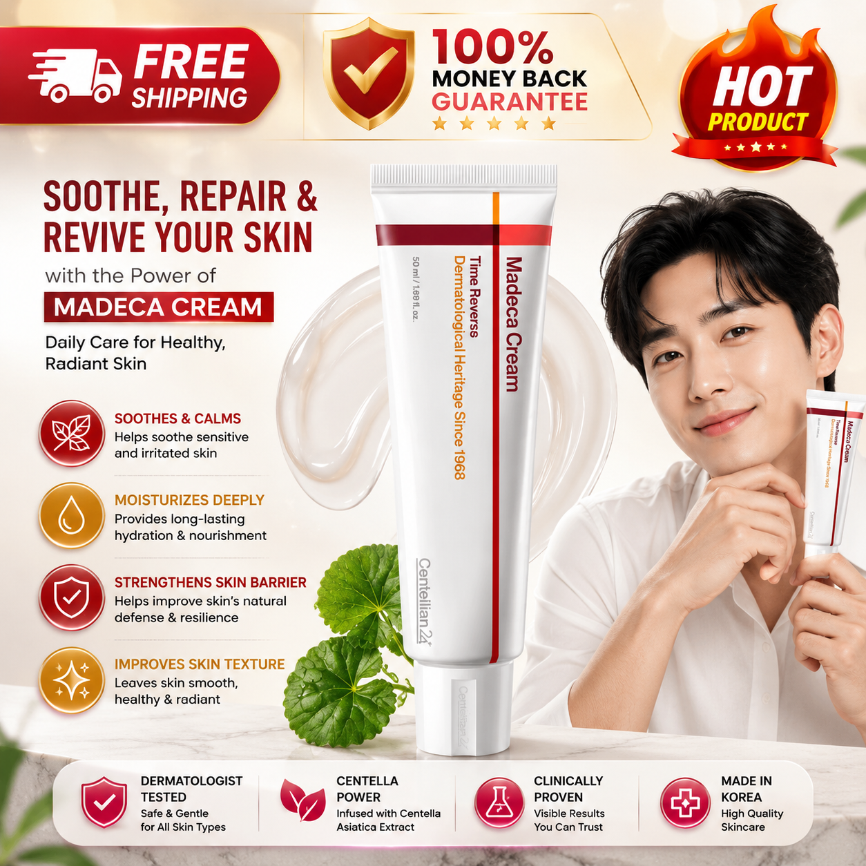Centellian24 Madeca Cream with Cica and Hyaluronic Acid moisturizer