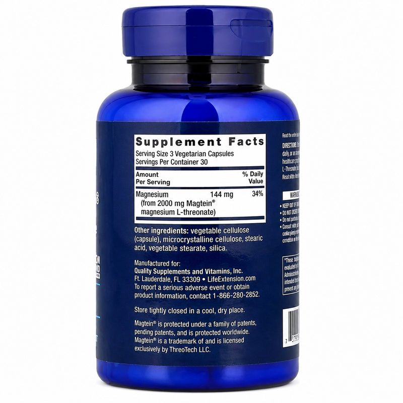 Neuro-Mag Magnesium L-Threonate from 2000 mg Magtein - Life Extension (90 Capsules)