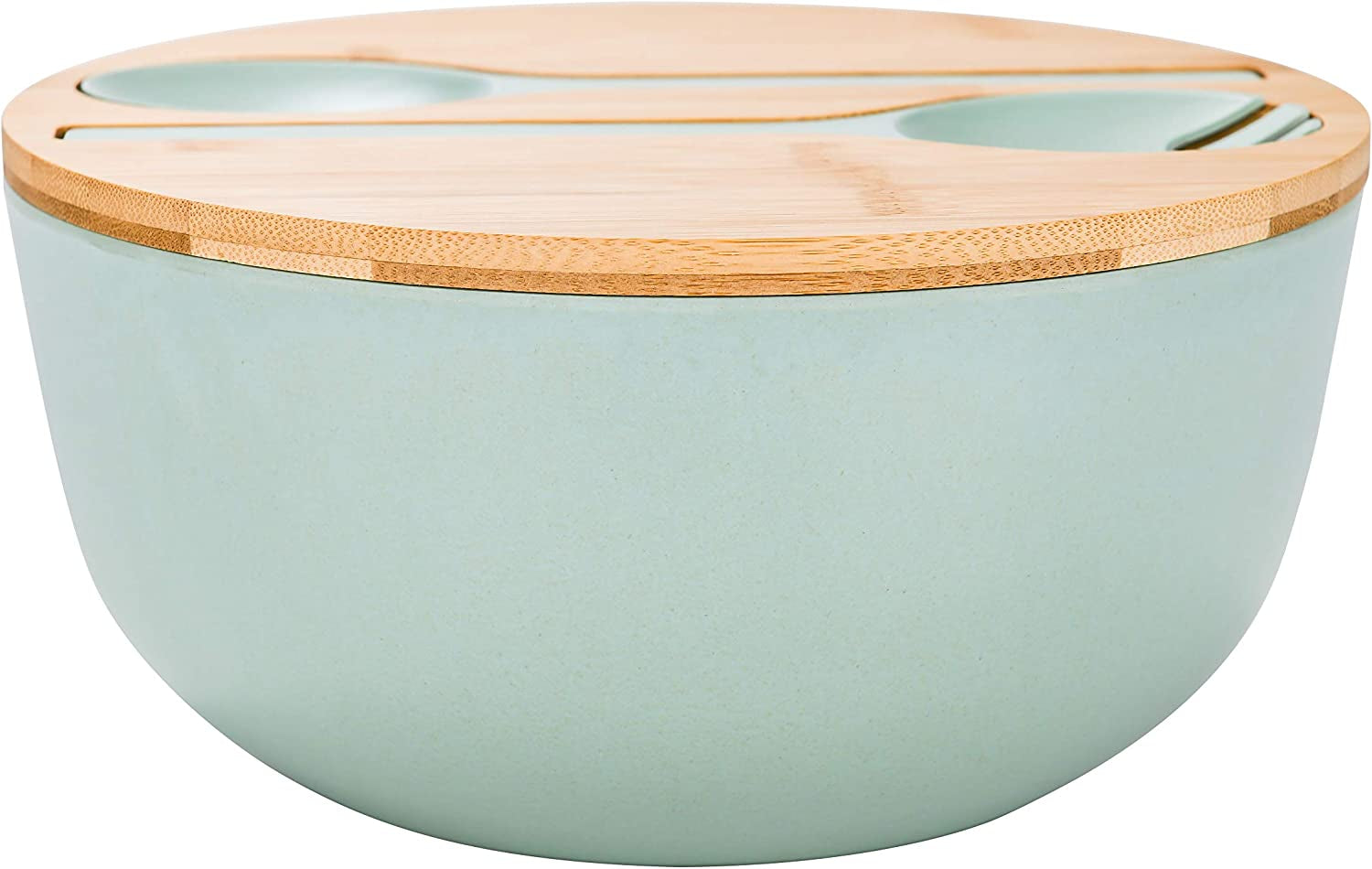 GEHE 12" Salad Bowls, Bamboo Fiber Salad Bowl with Lid, 7.7Qt Extra Large Mixing Bowls with Servers for Kitchen, Salad Serving Bowl Set with Utensils for Salad, Pasta, Fruits, Vegetables and Dessert