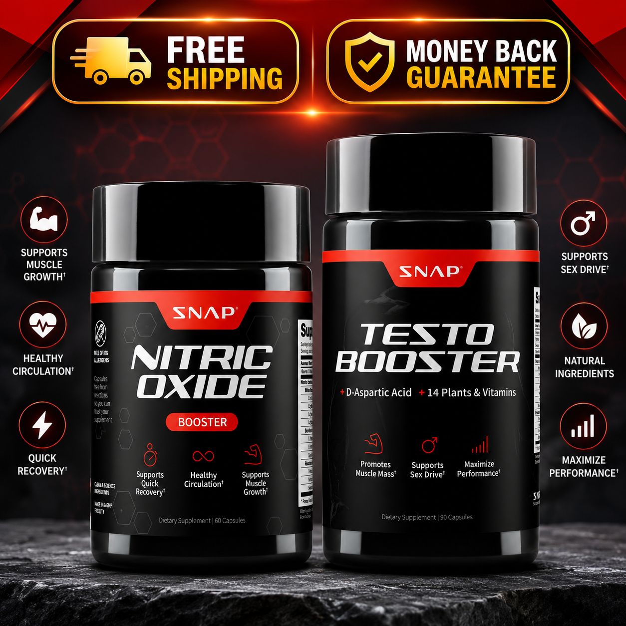 Nitric Oxide & Testosterone Booster for Men, L Arginine, L Citrulline 60 & 90 Capsule