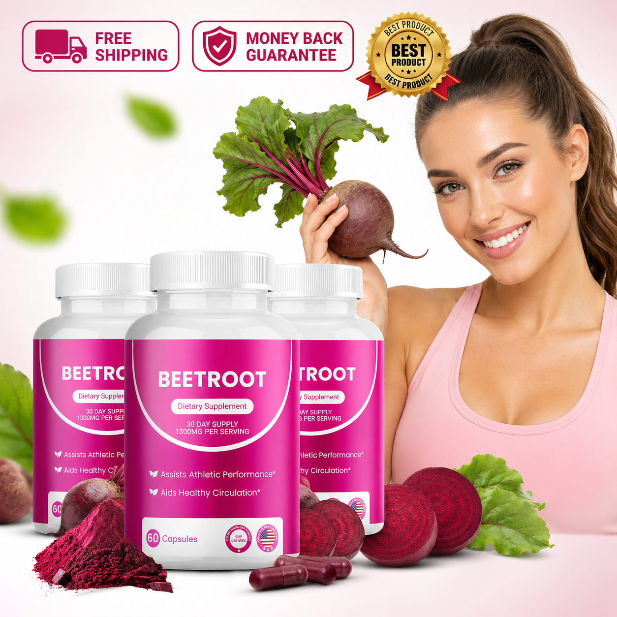 Organic Beet Root 180 Capsules 3 Pack natural energy supplement