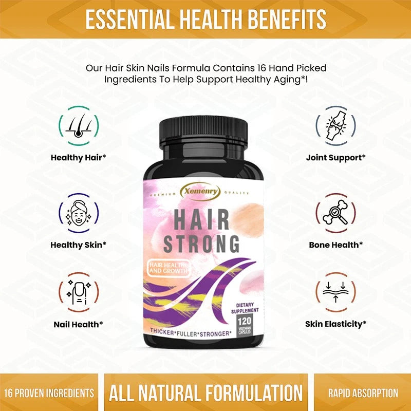 Hair Strong 120 capsules with Biotin and Keratin for daily beauty wellness