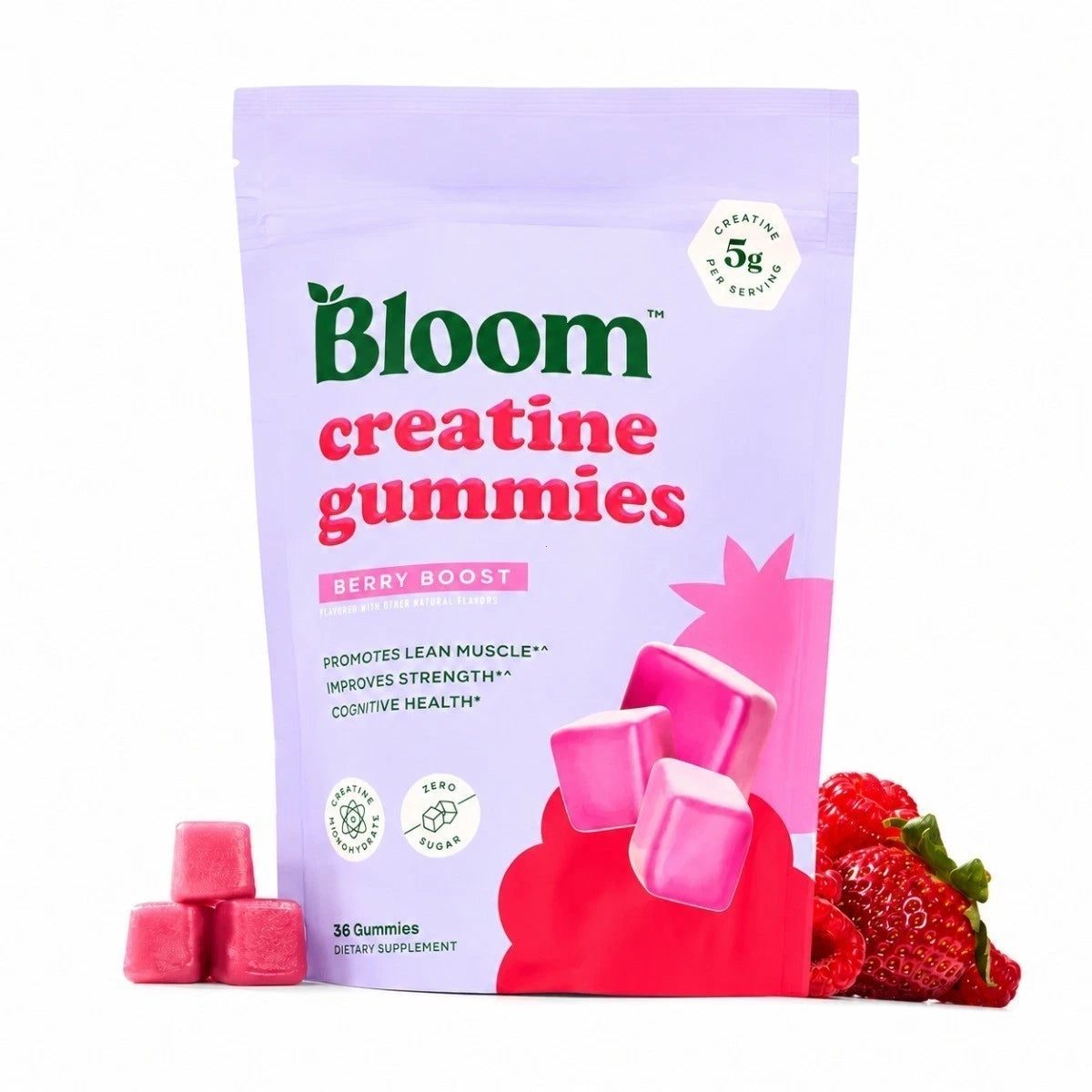 Bloom Creatine Monohydrate Gummies for Women Lean Muscle Strength Brain Support