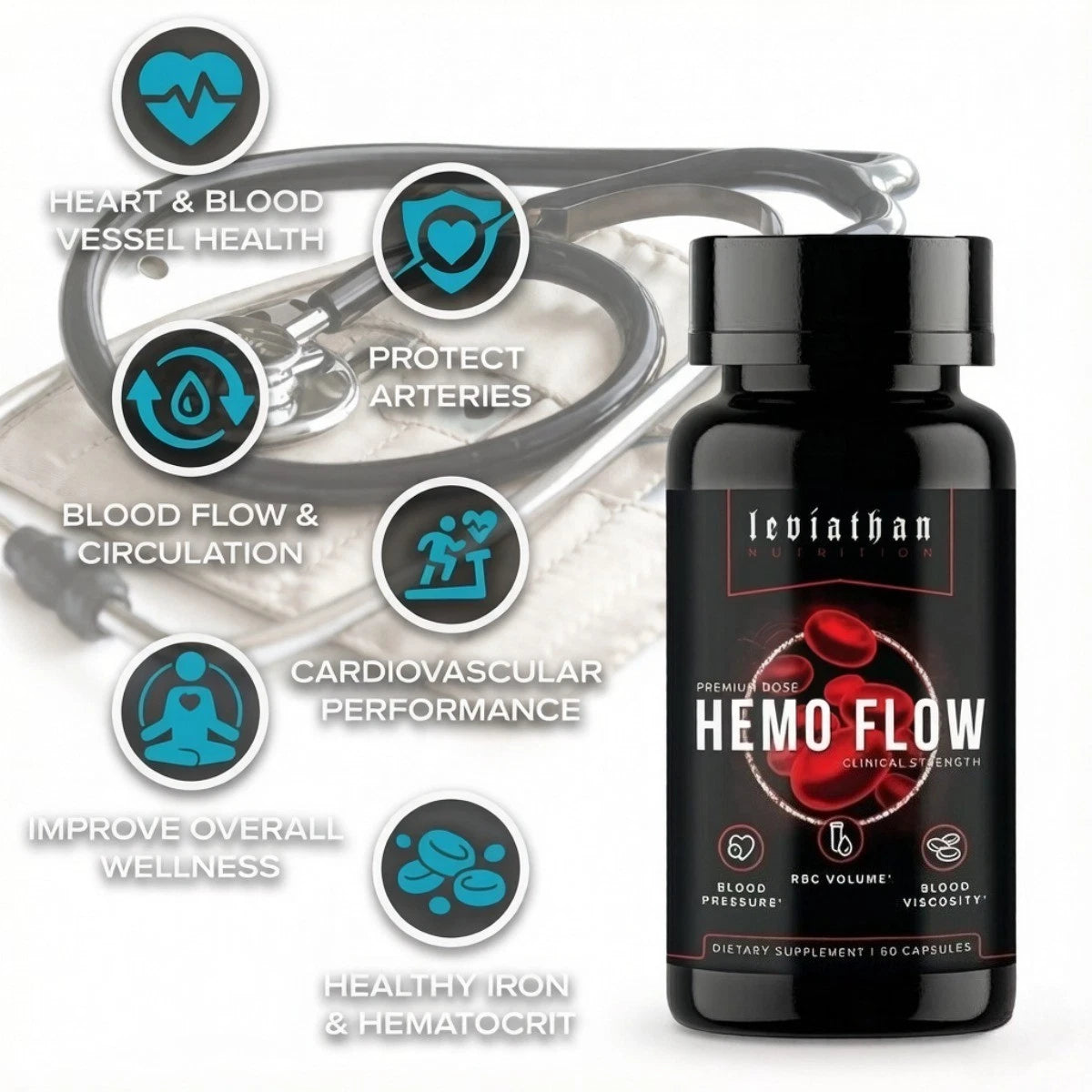 Nattokinase and Nitric Oxide supplement by Leviathan Hemo Flow