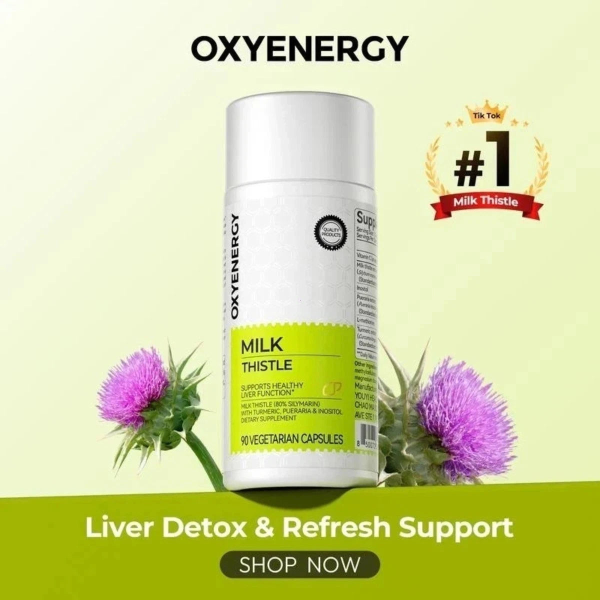 Oxyenergy Milk Thistle Liver Detox, Colon Cleanse, Natural Support Liver Health