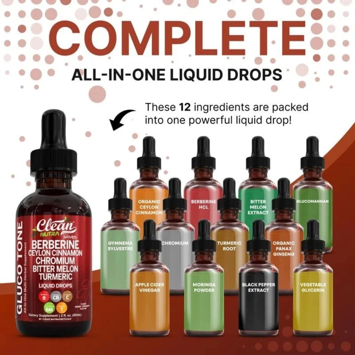 Clean Nutra liquid supplement drops with Berberine and Ceylon Cinnamon