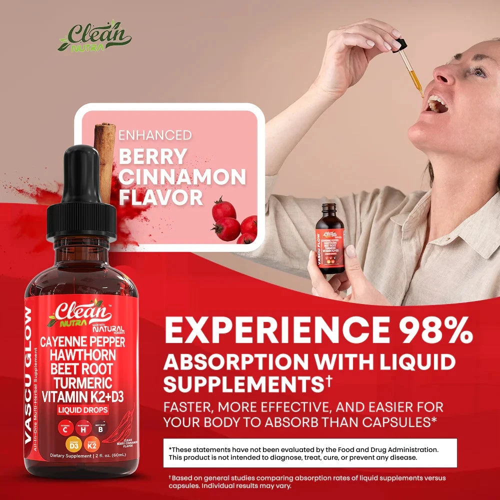 Clean Nutra herbal liquid supplement with Cayenne Pepper and Hawthorn Berry