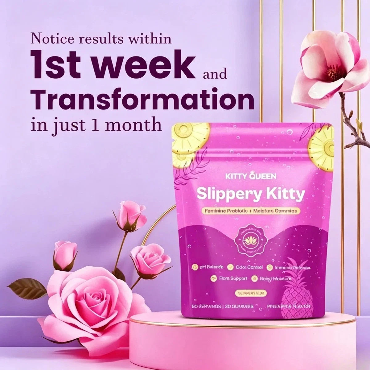 Kitty Queen Slippery Kitty Women's Probiotic Gummies for Daily Wellness
