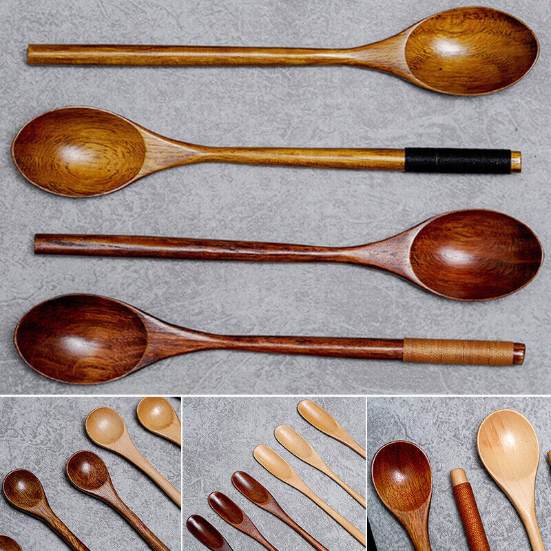 Cutlery Wooden Long Handle Spoon Coffee Teaspoon Dessert Honey Stirring Spoons