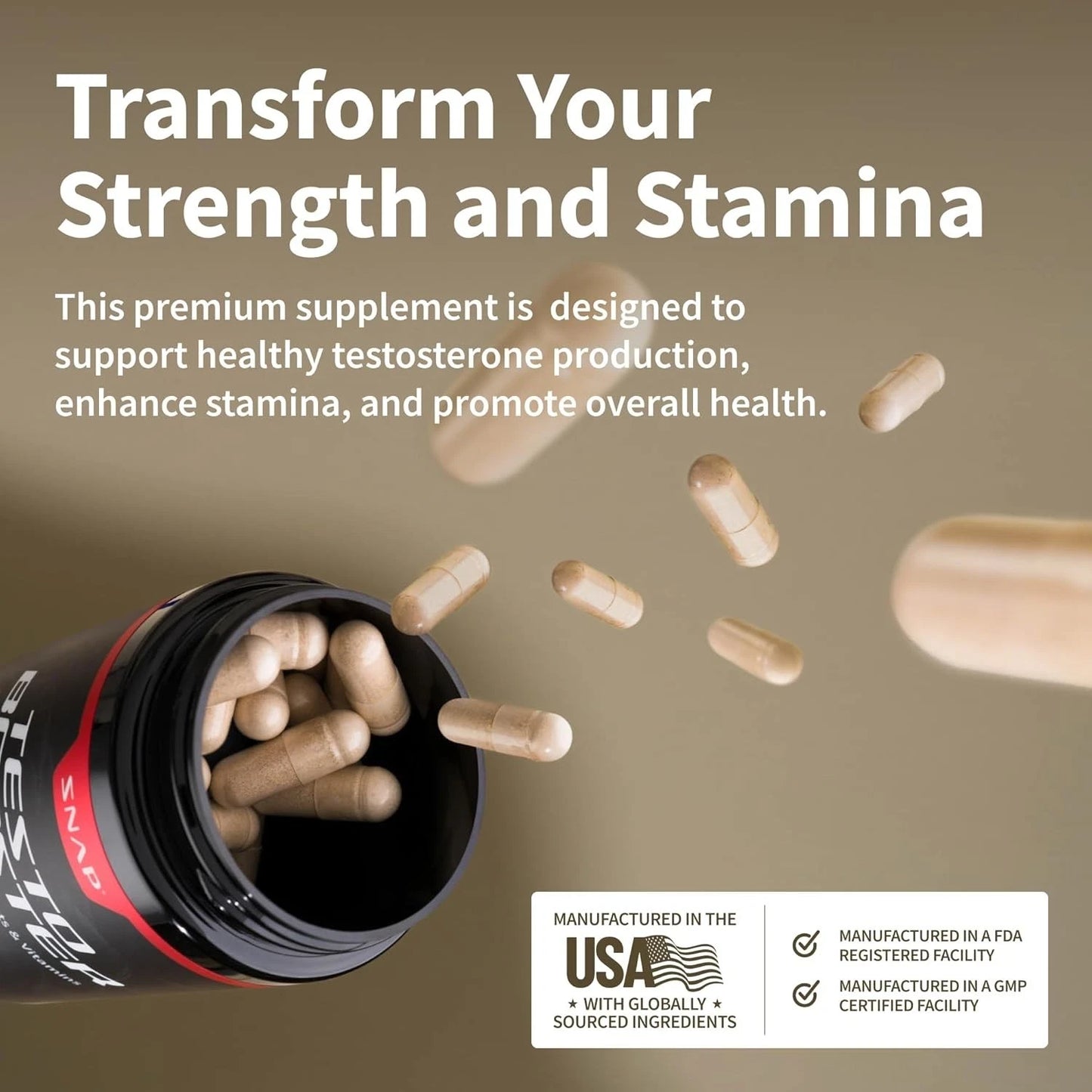 Nitric Oxide & Testosterone Booster for Men, L Arginine, L Citrulline 60 & 90 Capsule