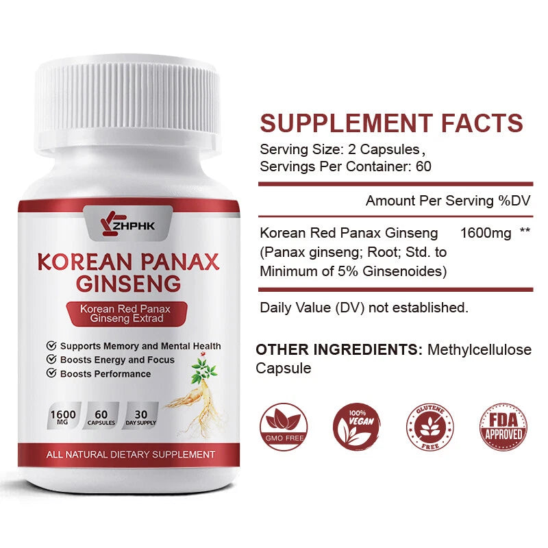 Korean Red Ginseng Premium 1600 Mg - Increases Blood Flow And Improves Endurance