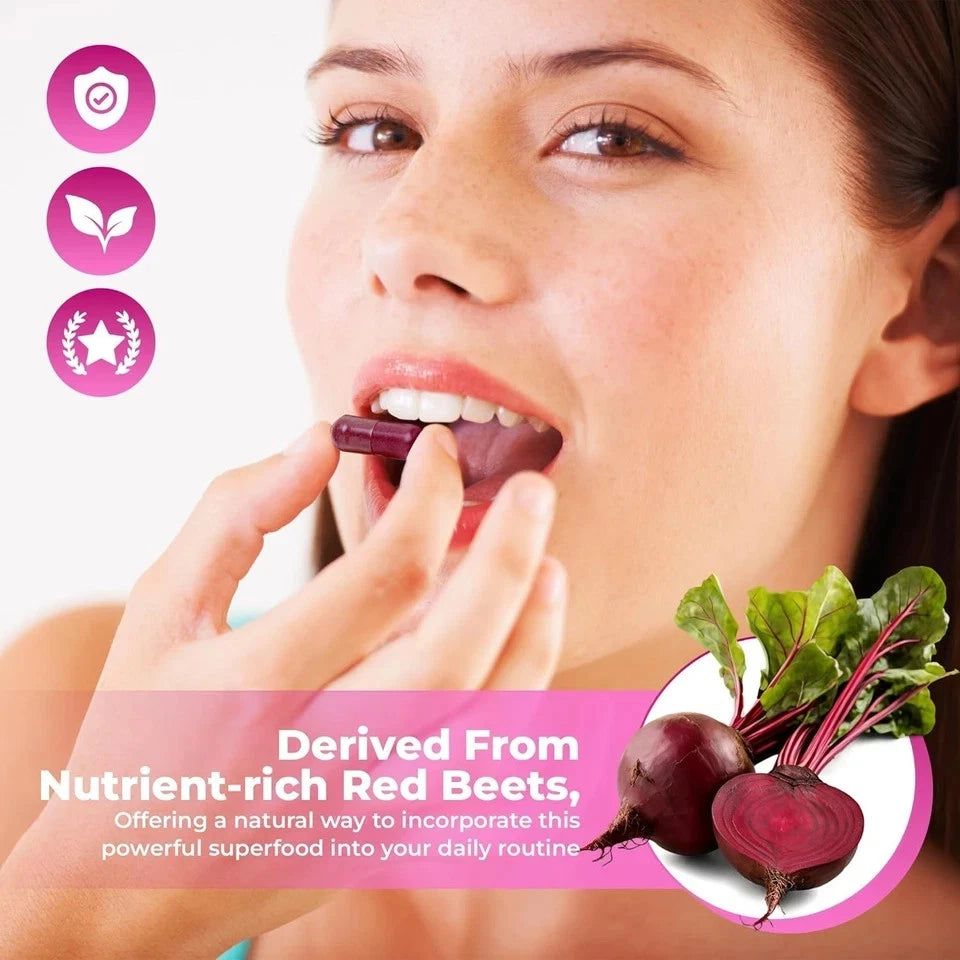 Organic Beet Root  Natural Energy Boost Blood Pressure  3PCS  (180 Capsules)